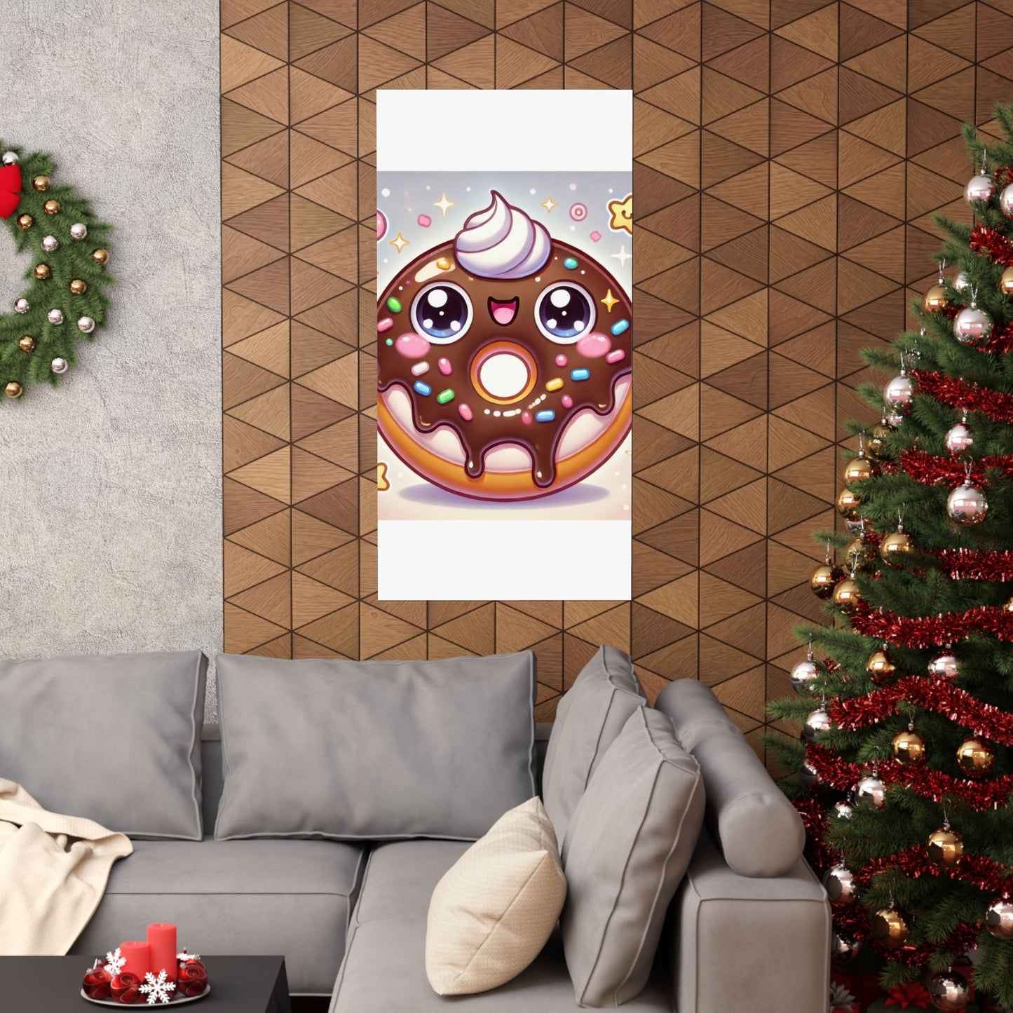 Kawaii Chocolate Donut Cute Dessert Art Poster