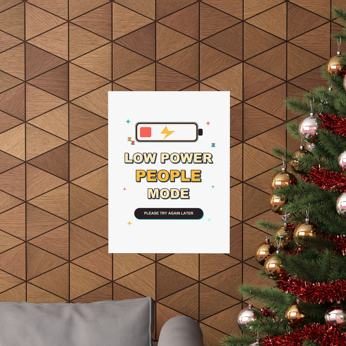 Low Power People Mode Funny Introvert Social Battery Poster