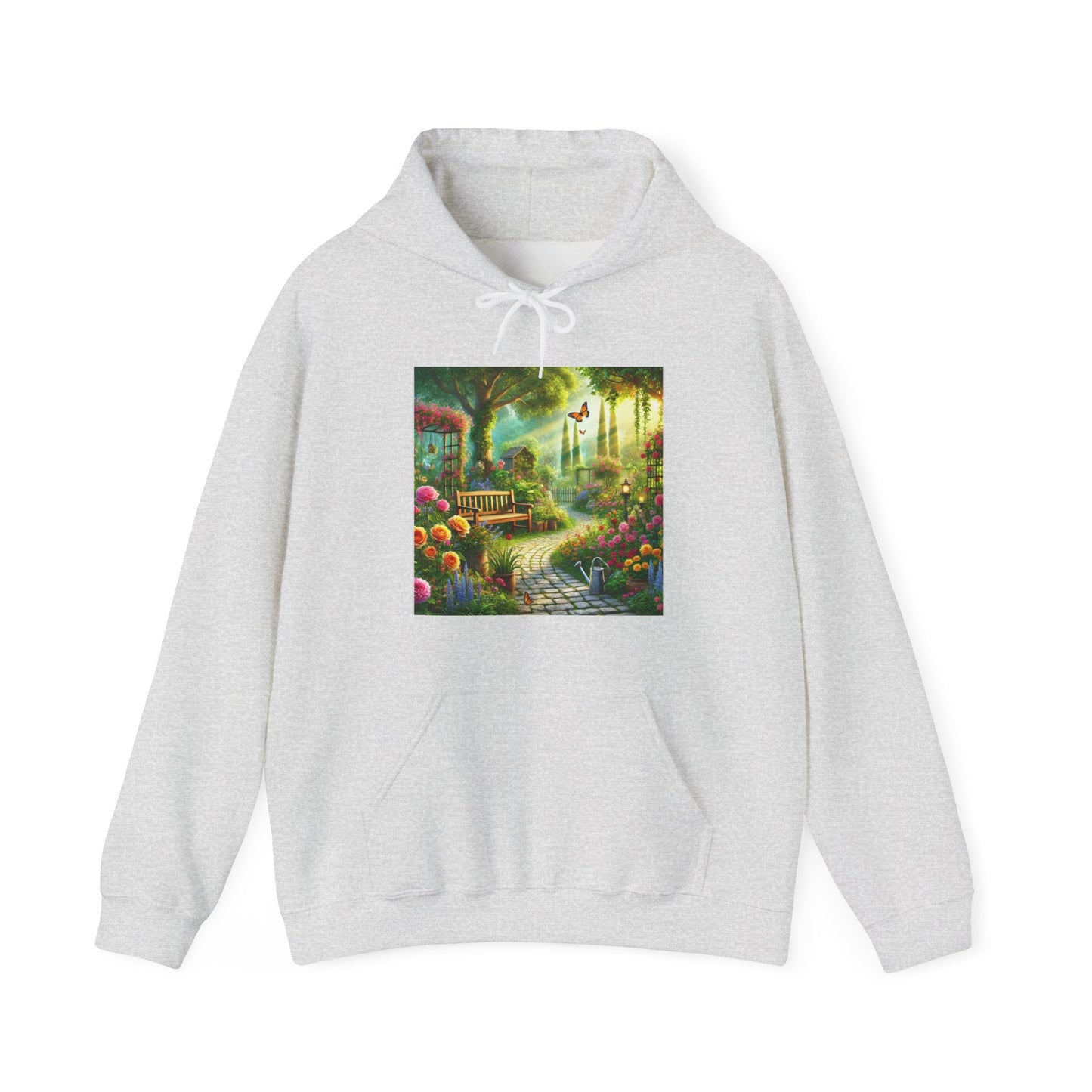 Sunlit Spring Flower Garden Bench Hoodie