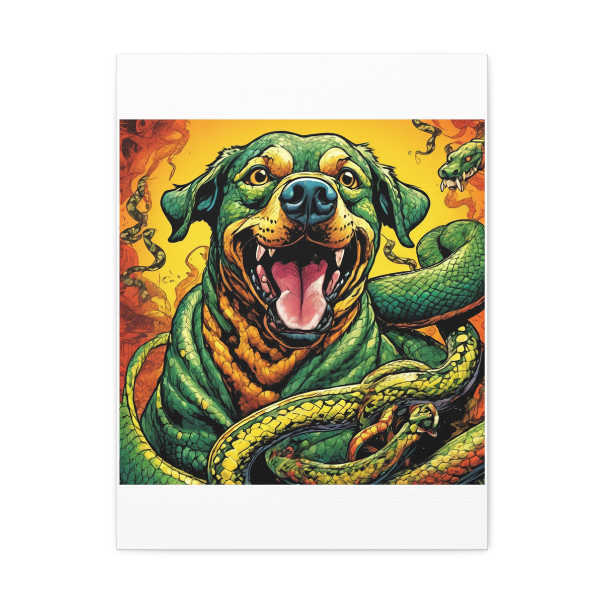 Surreal Serpent Hound Dark Fantasy Canvas Wall Art