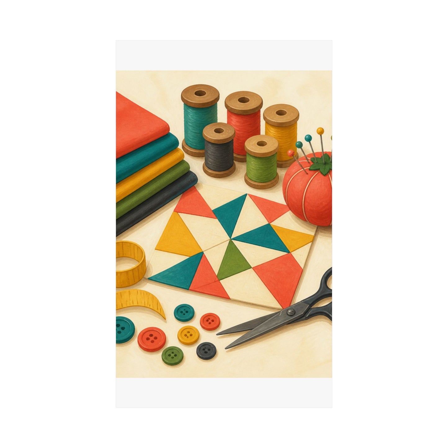 Colorful Sewing and Quilting Hobby Poster