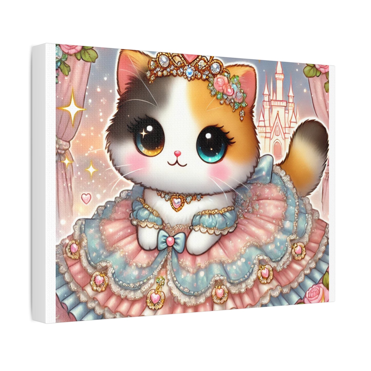 Pastel Princess Calico Cat Fantasy Canvas Wall Art