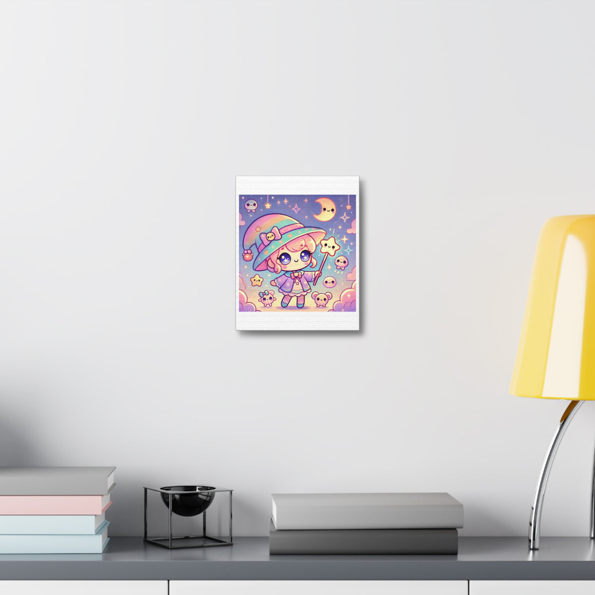 Kawaii Moon Wand Pastel Fantasy Canvas Wall Art