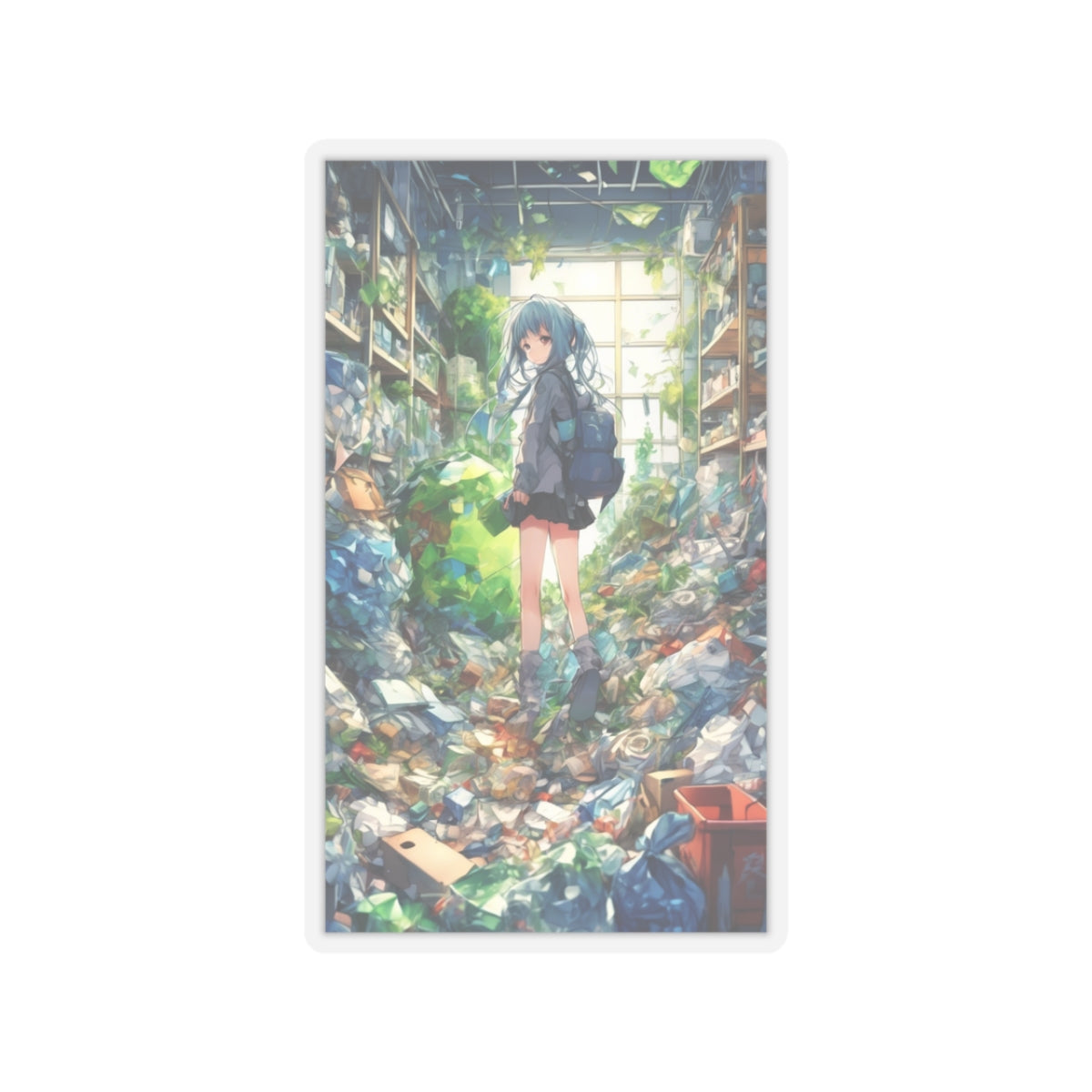 Green Recycling Alley Anime Girl Green City Sticker