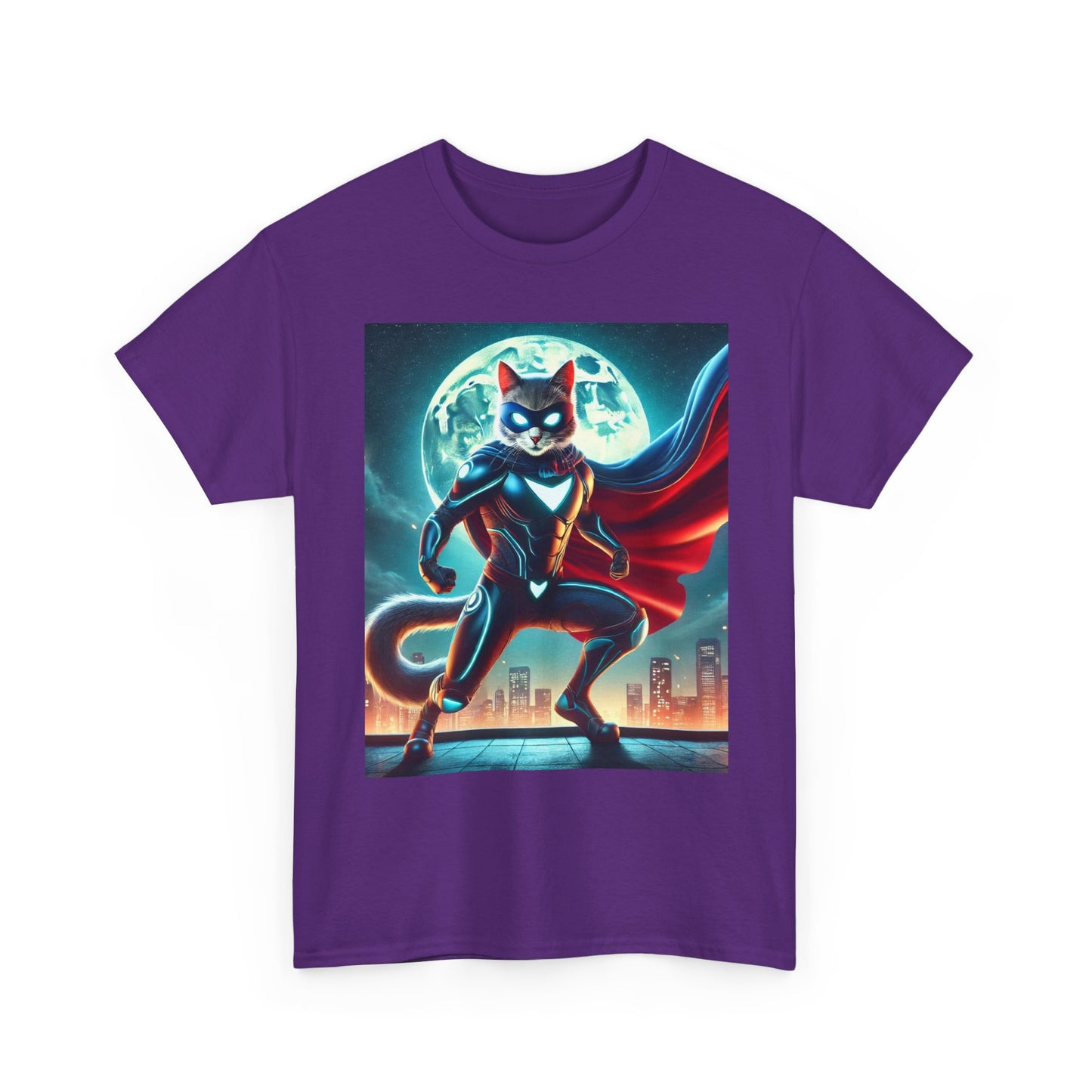 Superhero Cat T-Shirt Funny Graphic Tee with Cool Comic Style Design, Soft Cotton Casual Shirt Cat Lovers, Men, Women & Kids
