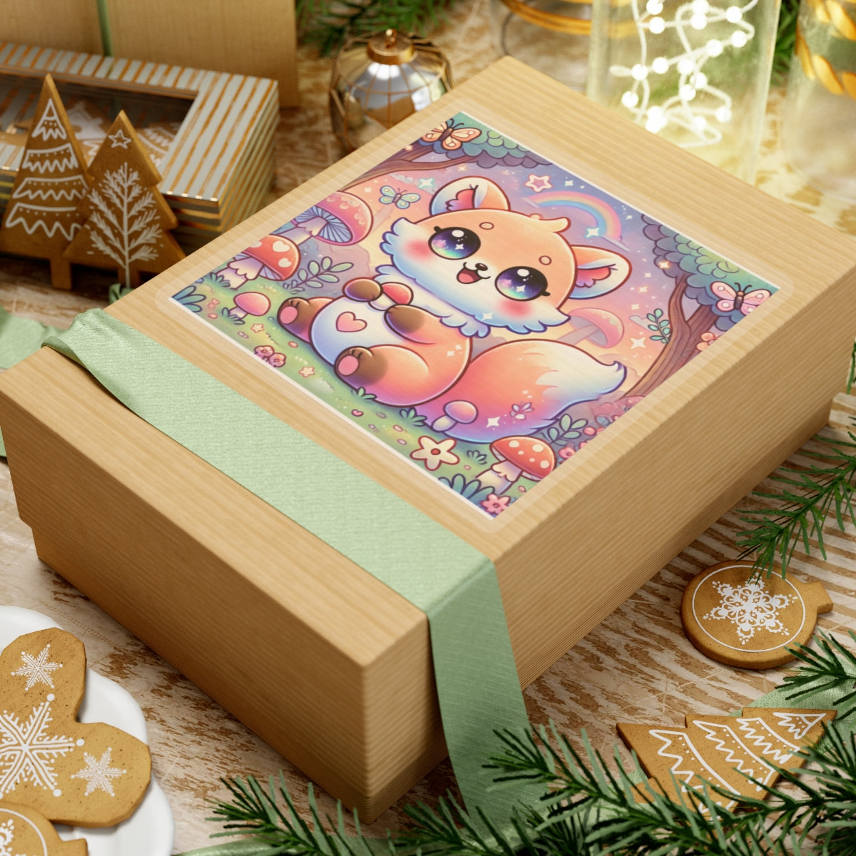 Pastel Woodland Fox Mushroom Kawaii Sticker