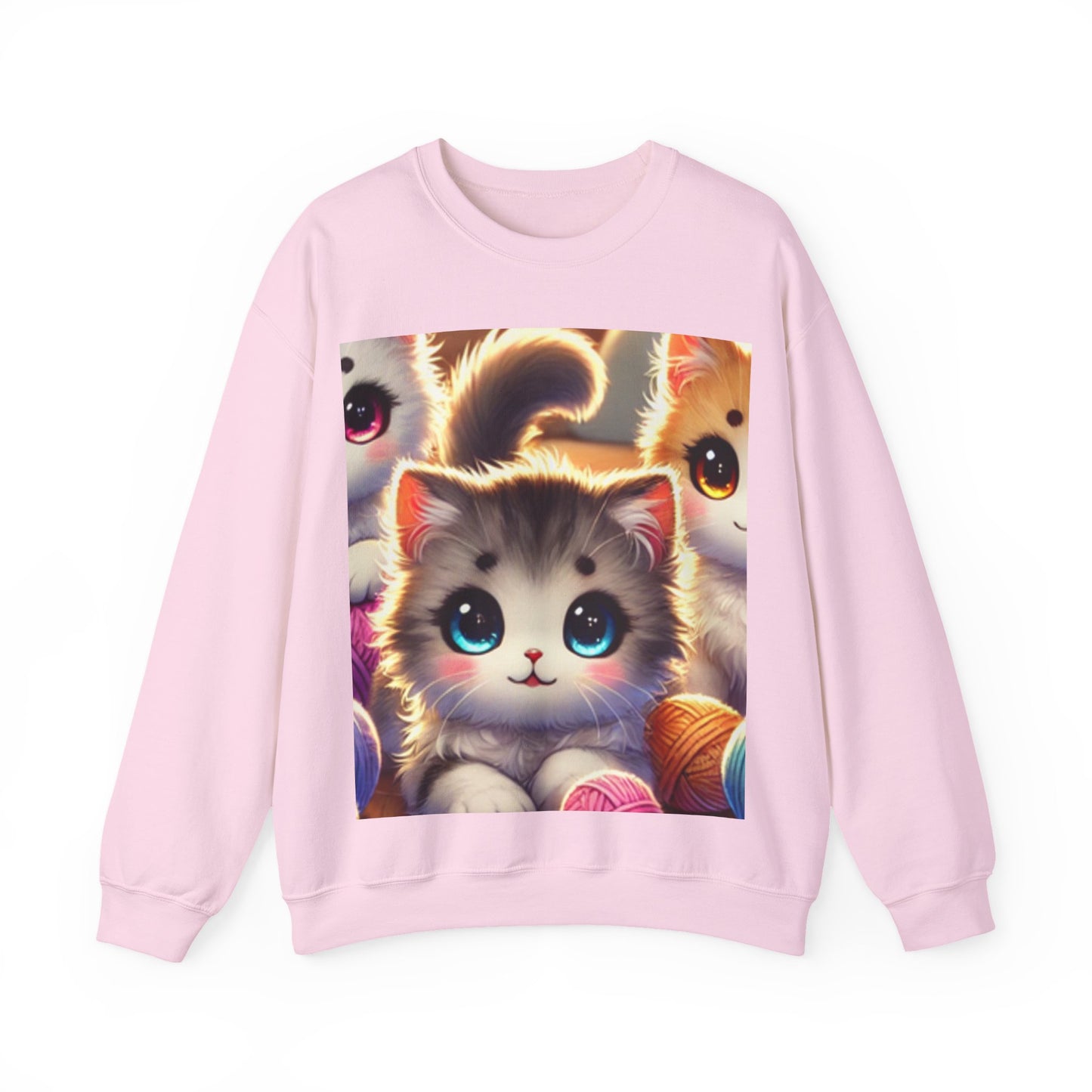 Cozy Yarn Kittens Cute Cat Lover Knitting Crew Sweatshirt Gift