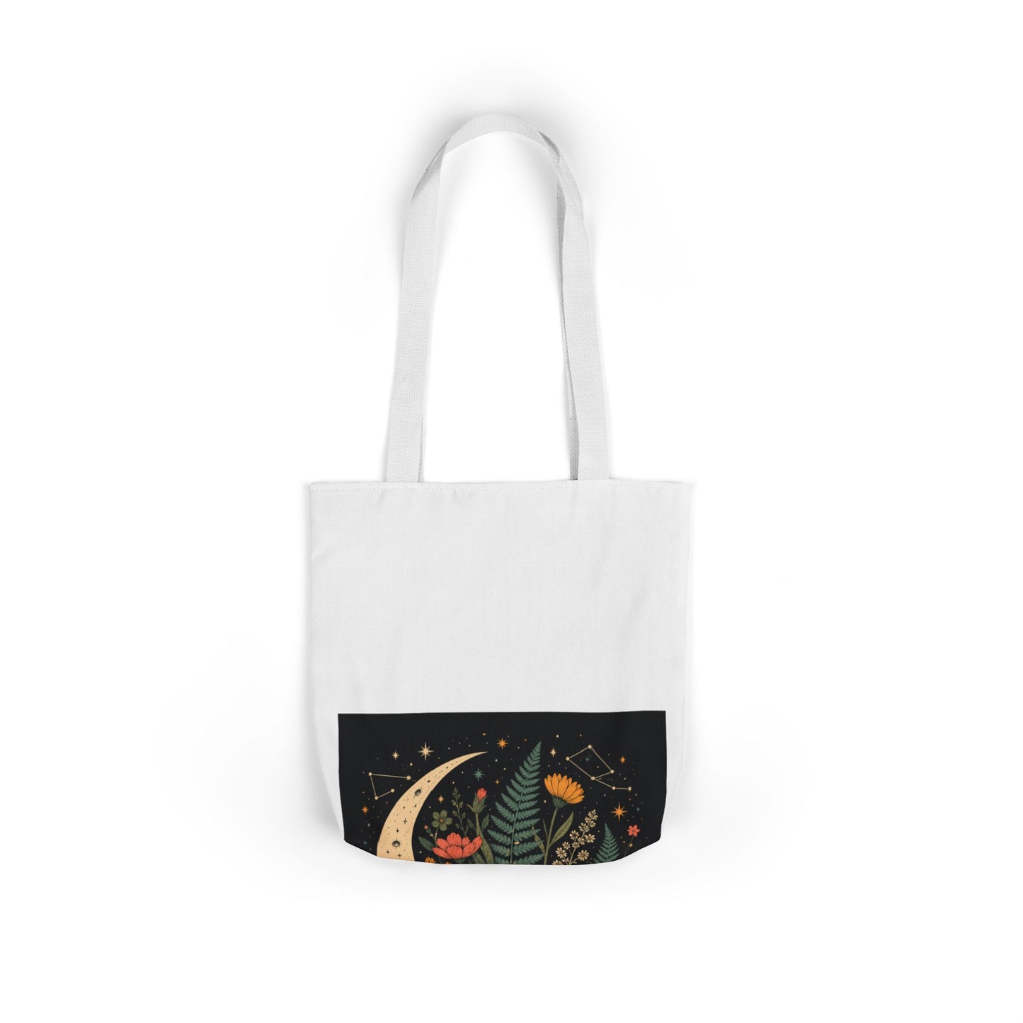 Celestial Wildflower Crescent Moon Botanical Tote Bag