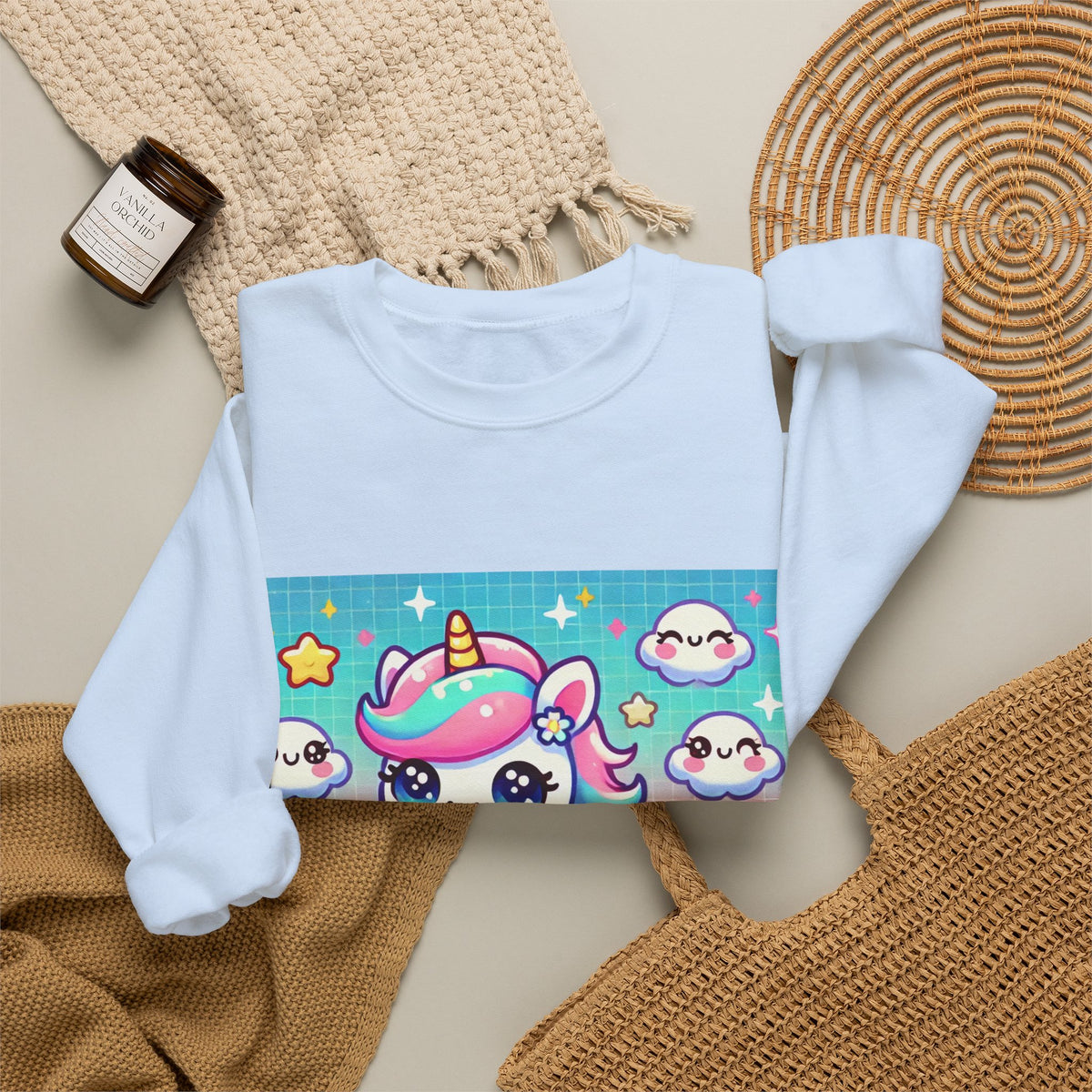 Pastel Rainbow Unicorn Cloud Kawaii Sweatshirt