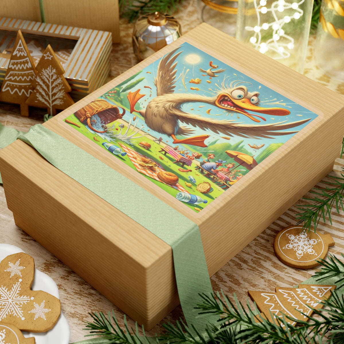 Chaotic Picnic Duck Funny Summer Adventure Sticker