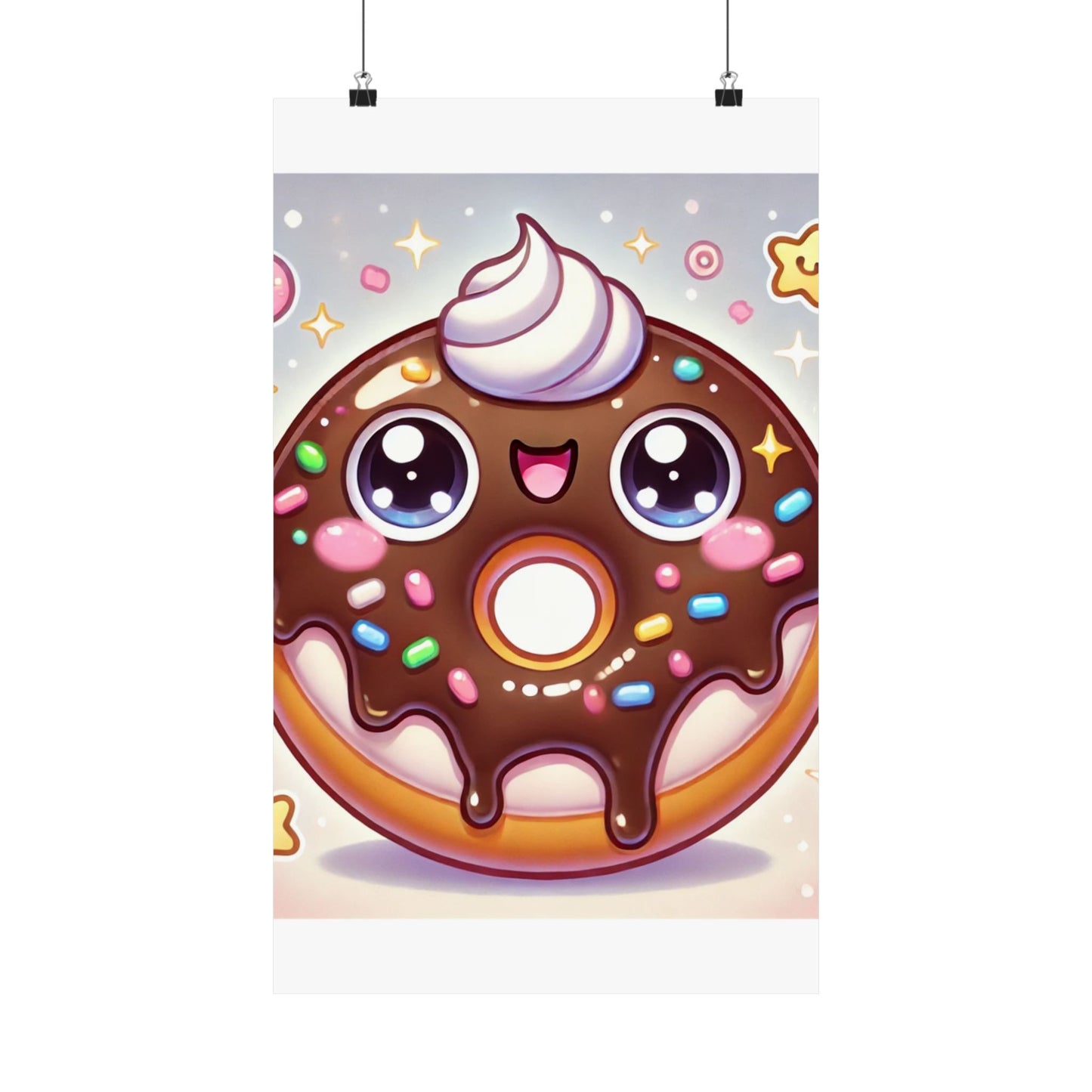 Kawaii Chocolate Donut Cute Dessert Art Poster