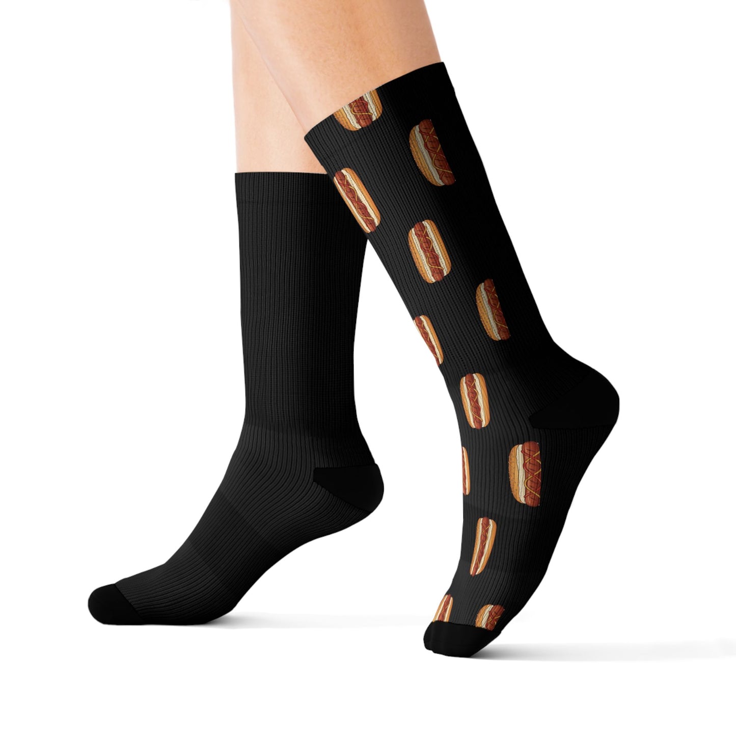 Funny Hot Dog Socks, Food Print Crew Socks, Novelty Sausage Pattern Socks for Men Women Gift