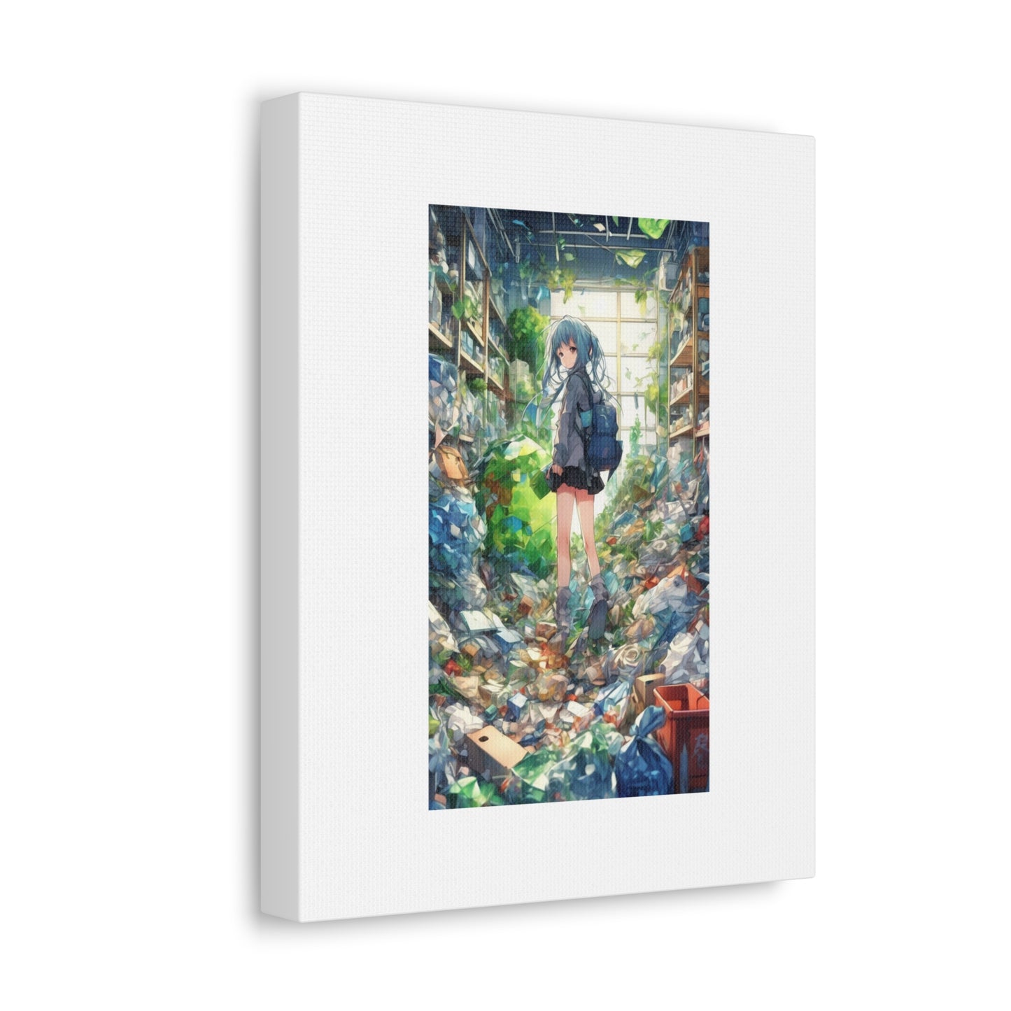 Green Recycling Alley Anime Girl Recycling Alley Canvas