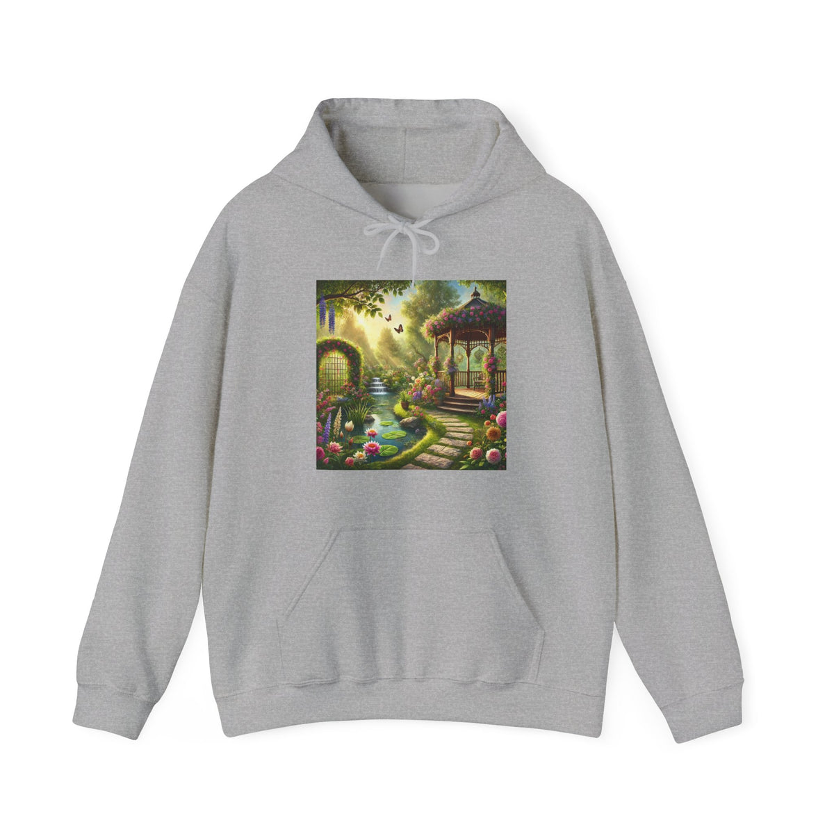 Sunlit Rose Gazebo Cottage Garden Hoodie