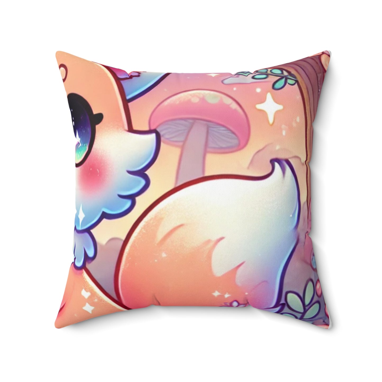 Pastel Woodland Fox Mushroom Kawaii Decorative Pillow