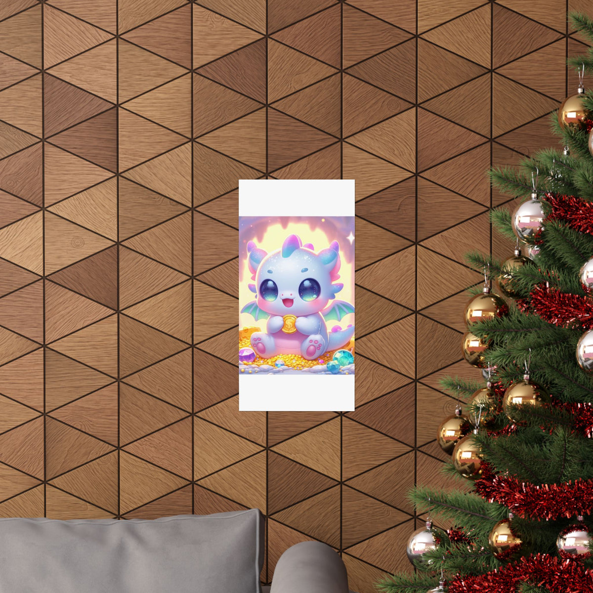 Pastel Treasure Dragon Kawaii Fantasy Wall Art Poster