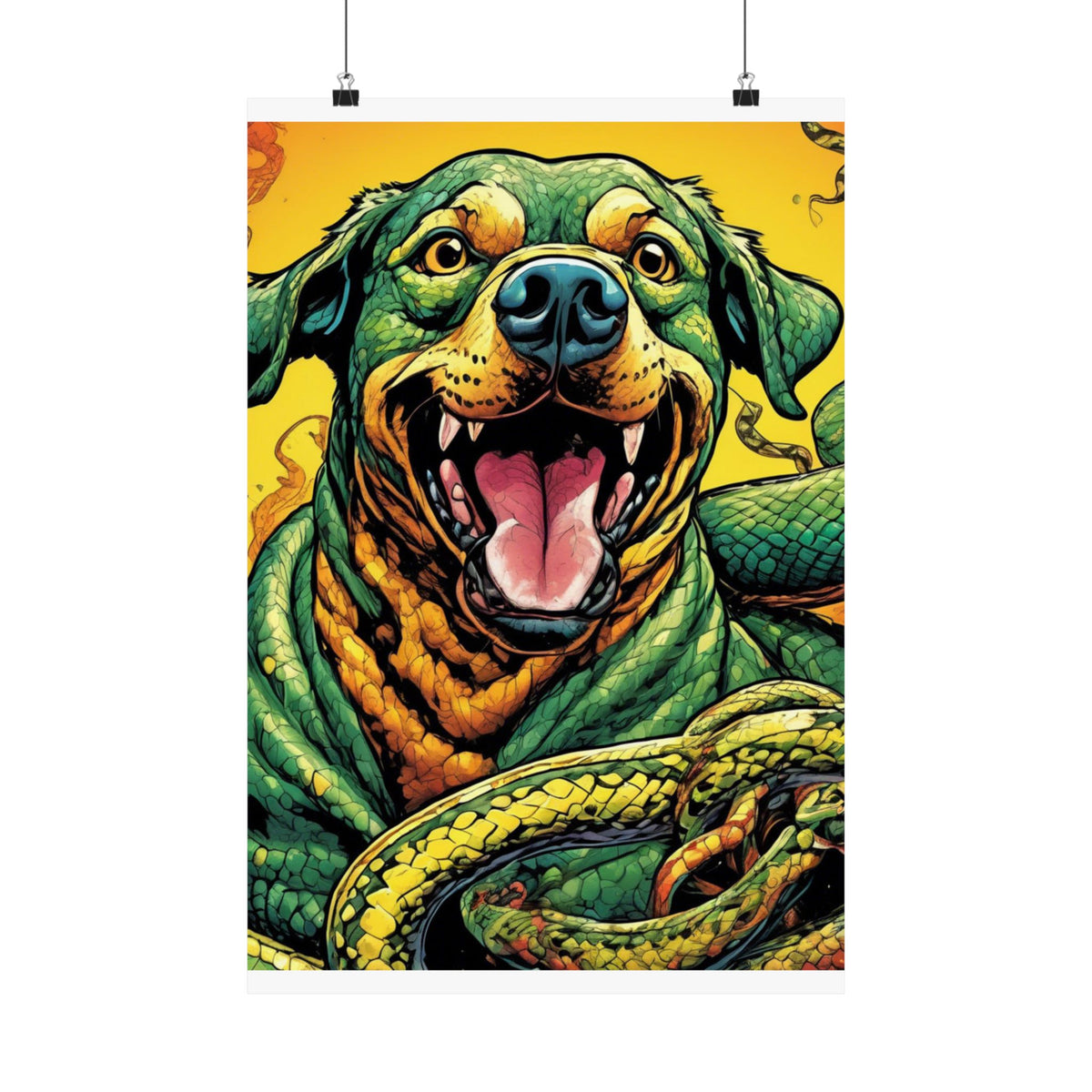 Surreal Serpent Hound Dark Fantasy Wall Art Poster