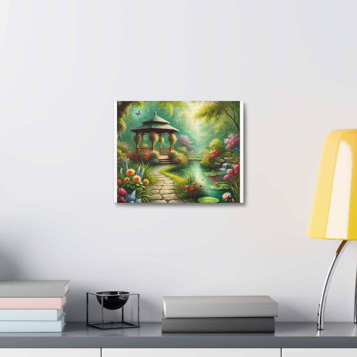 Spring Garden Gazebo Floral Landscape Canvas
