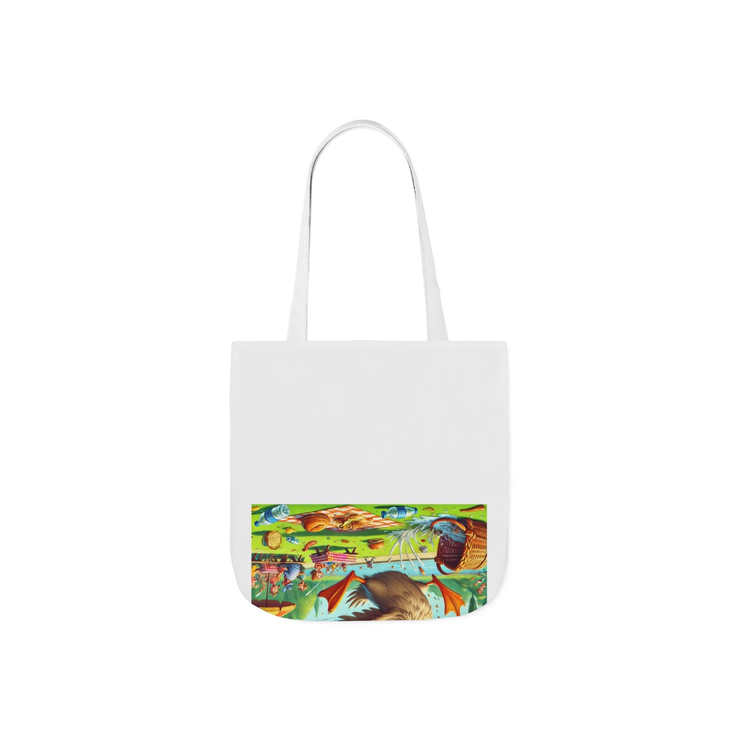 Chaotic Picnic Duck Funny Summer Canvas Tote Bag