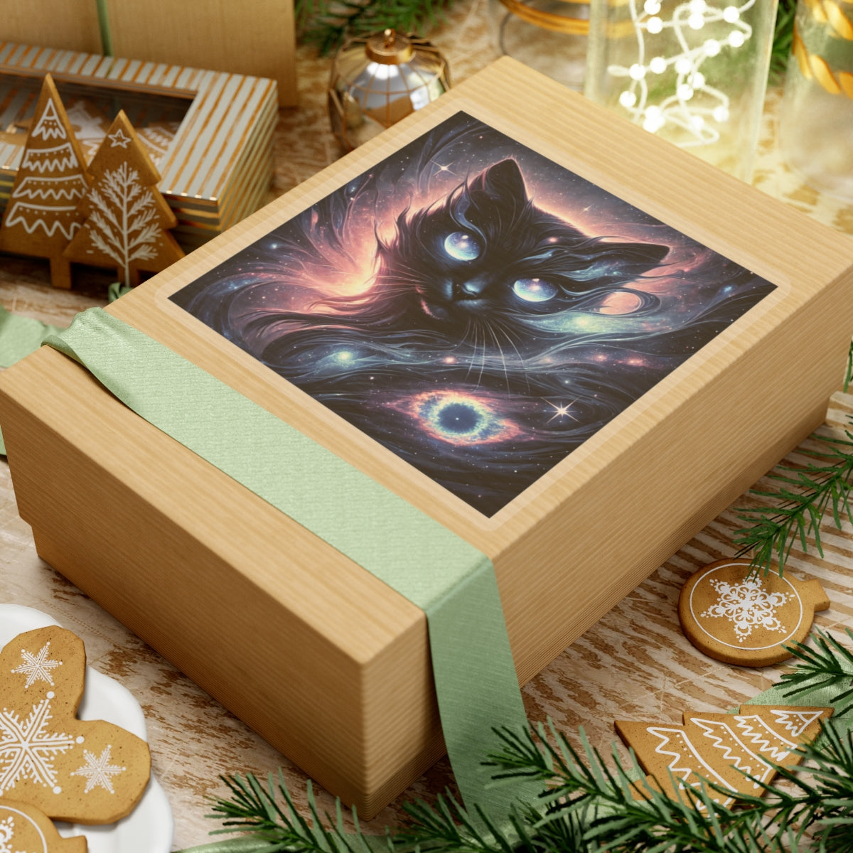 Cosmic Black Cat Galaxy Celestial Sticker