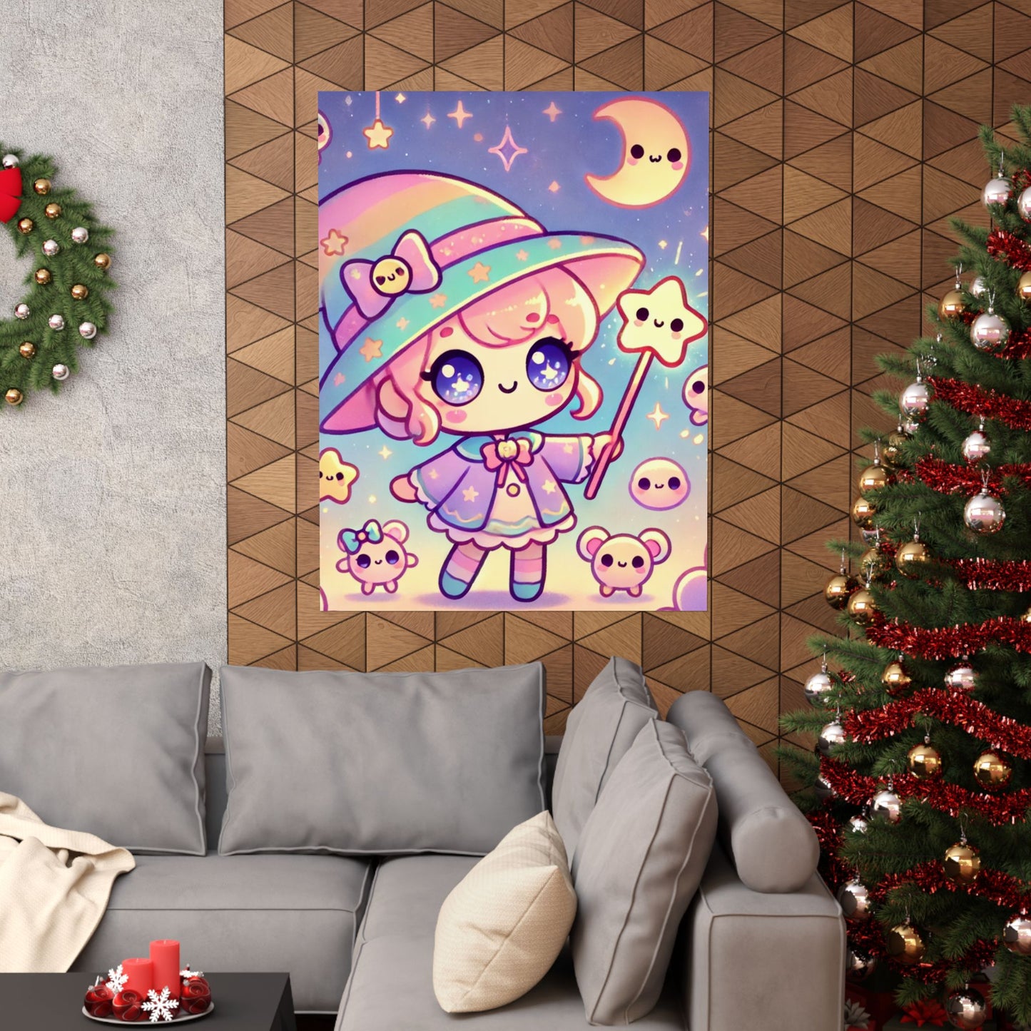 Kawaii Moon Wand Pastel Fantasy Wall Art Poster