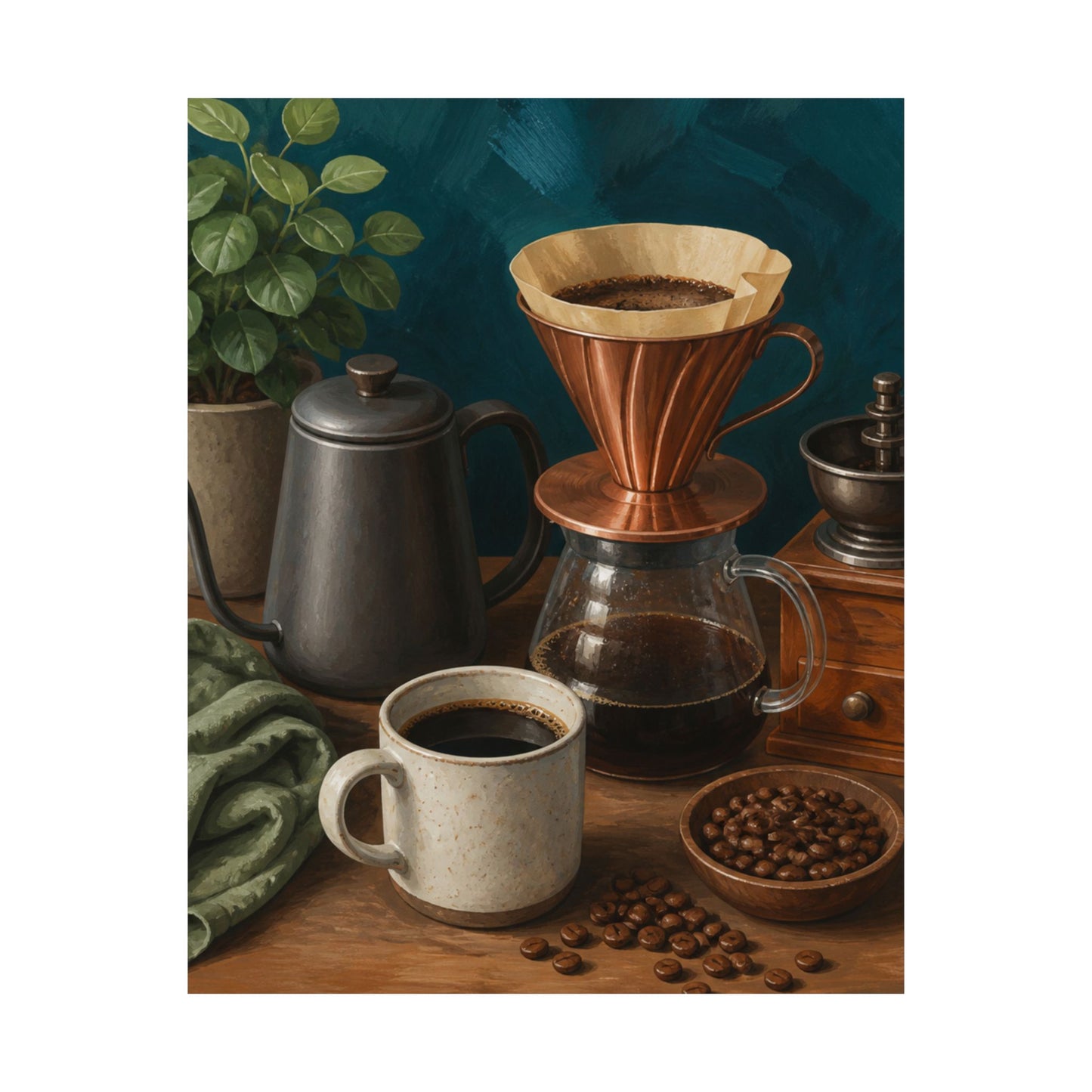 Warm Home Coffee Brewing Art Poster