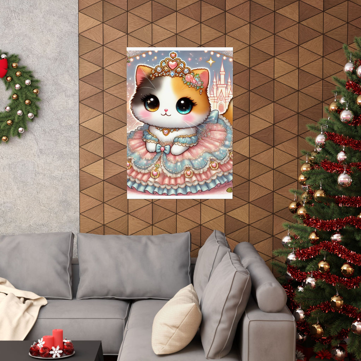 Pastel Princess Calico Cat Fantasy Wall Art Poster