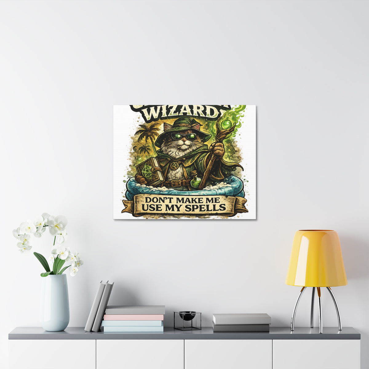 Crazy Cat Wizard Funny Fantasy Magic Canvas Art