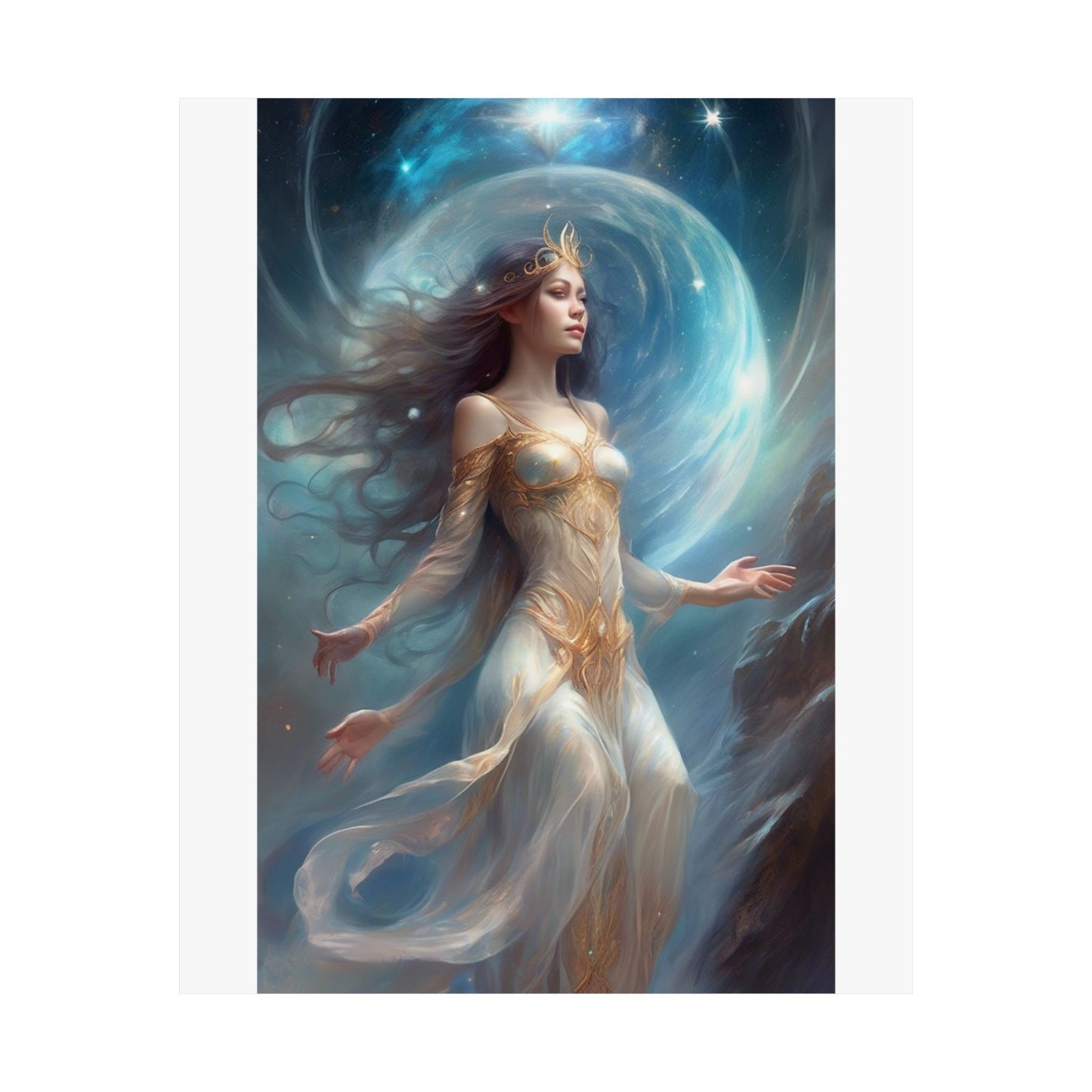 Lunar Celestial Queen Fantasy Portrait Poster