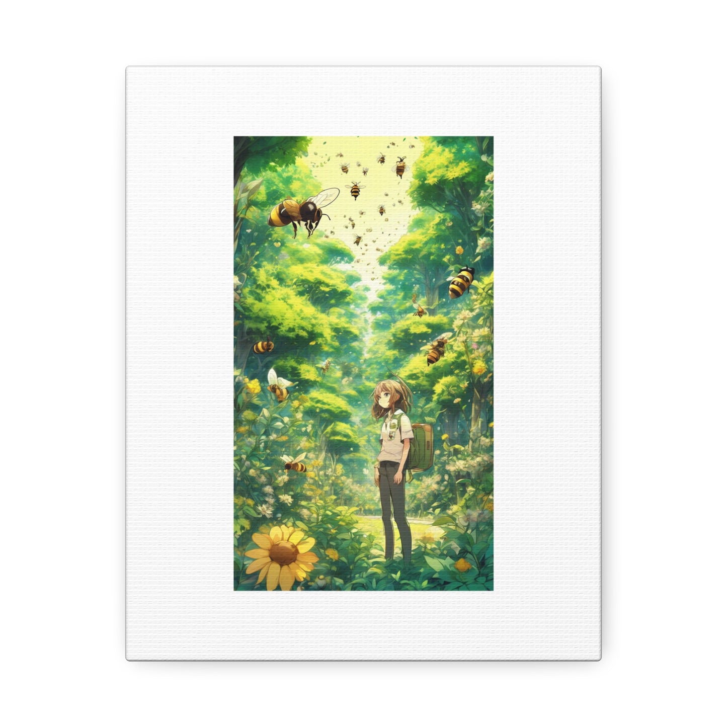 Bee Garden Explorer Anime Nature Art Canvas