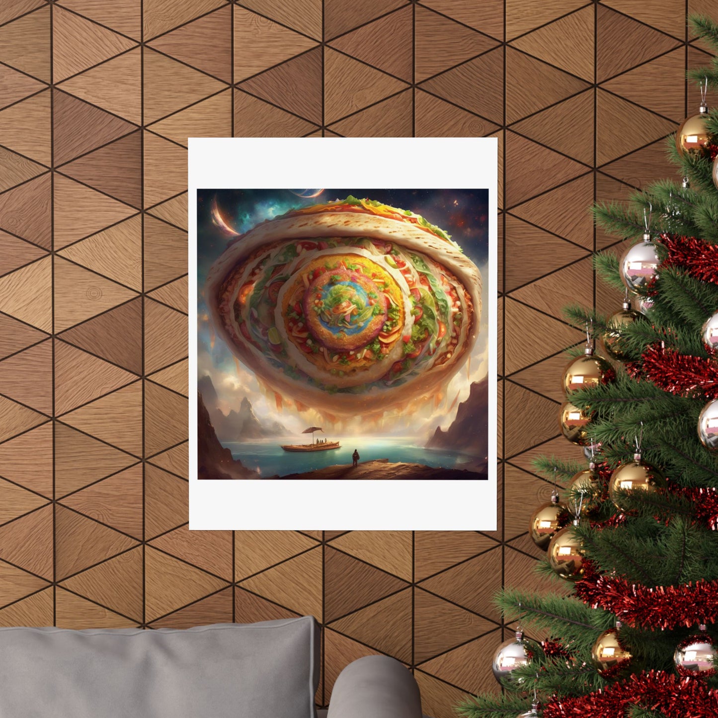 Cosmic Taco Portal Surreal Food Fantasy Art Poster