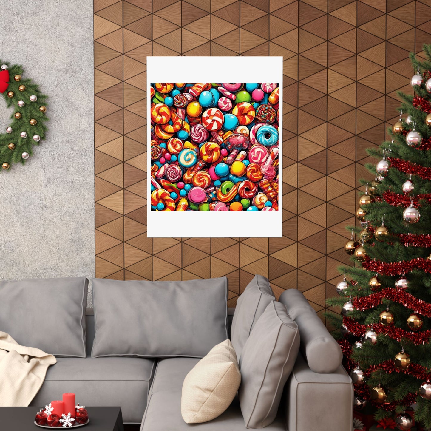 Colorful Candy and Lollipop Pattern Poster