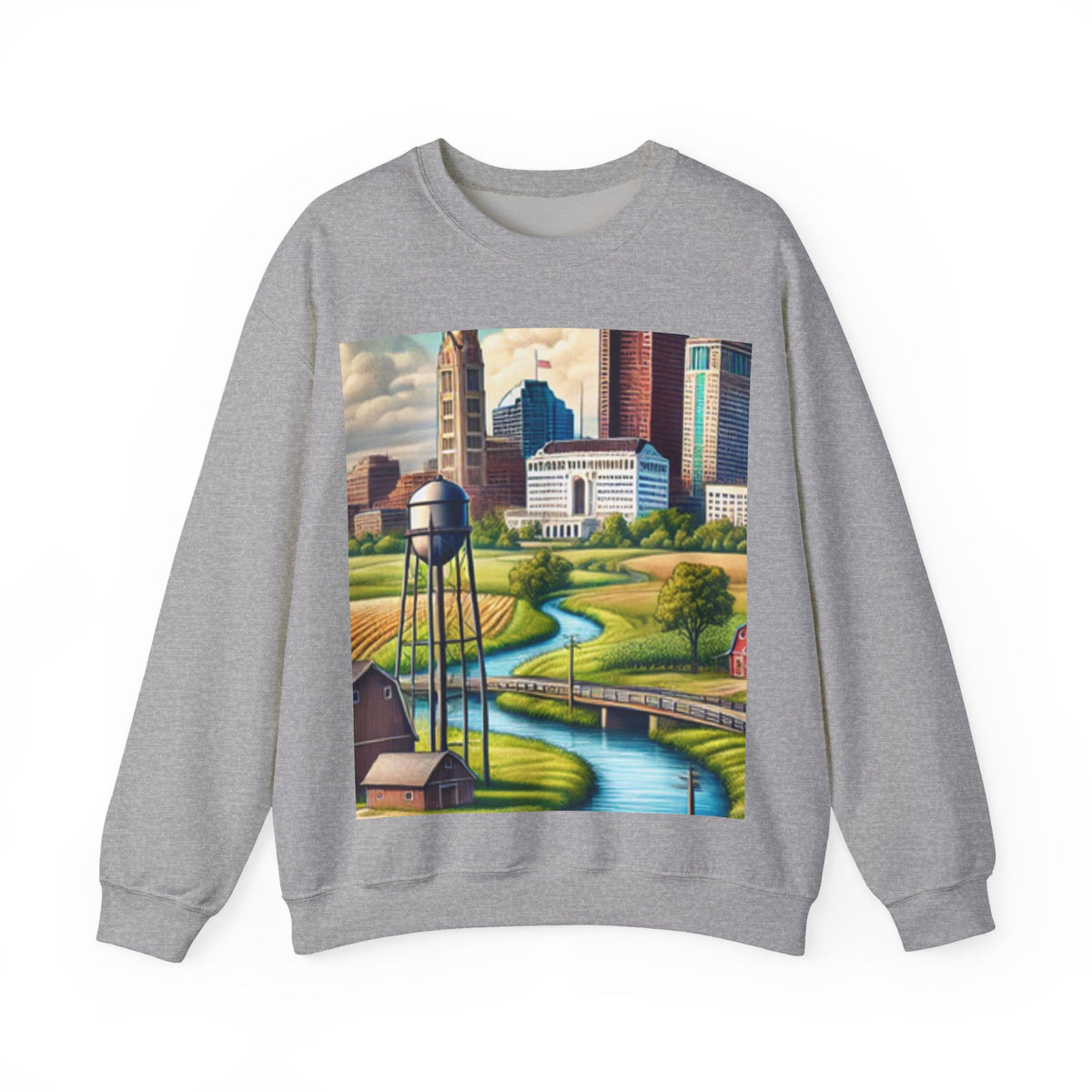 Rural River City Skyline Hometown Landscape Sweatshirt