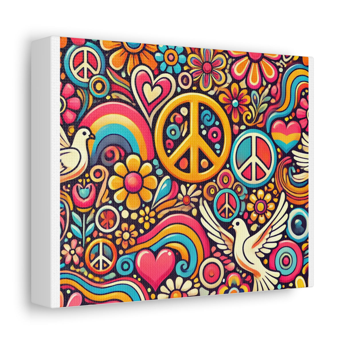 Colorful Peace Floral Pattern Canvas Wall Art
