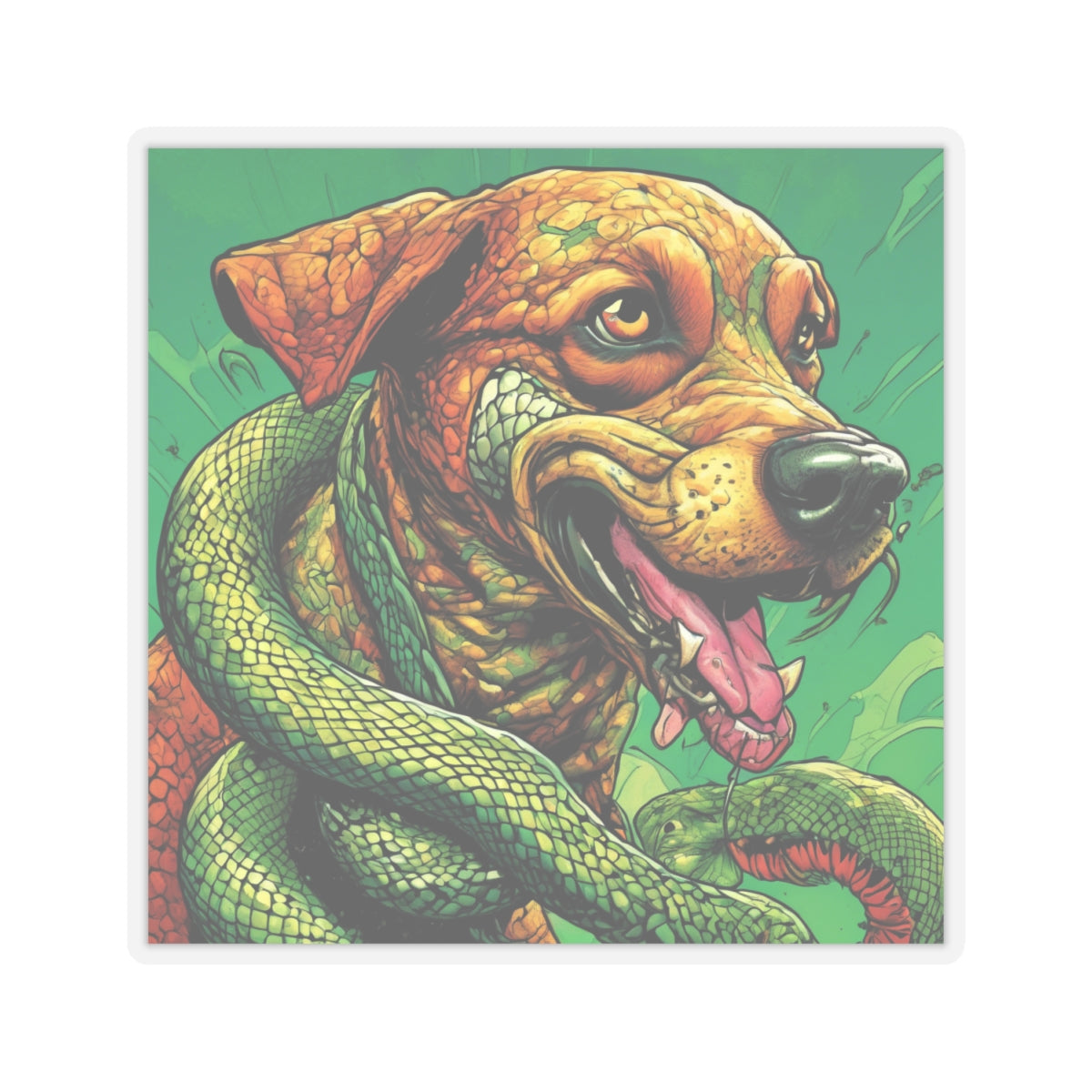 Serpent Guardian Dog Bold Fantasy Creature Sticker