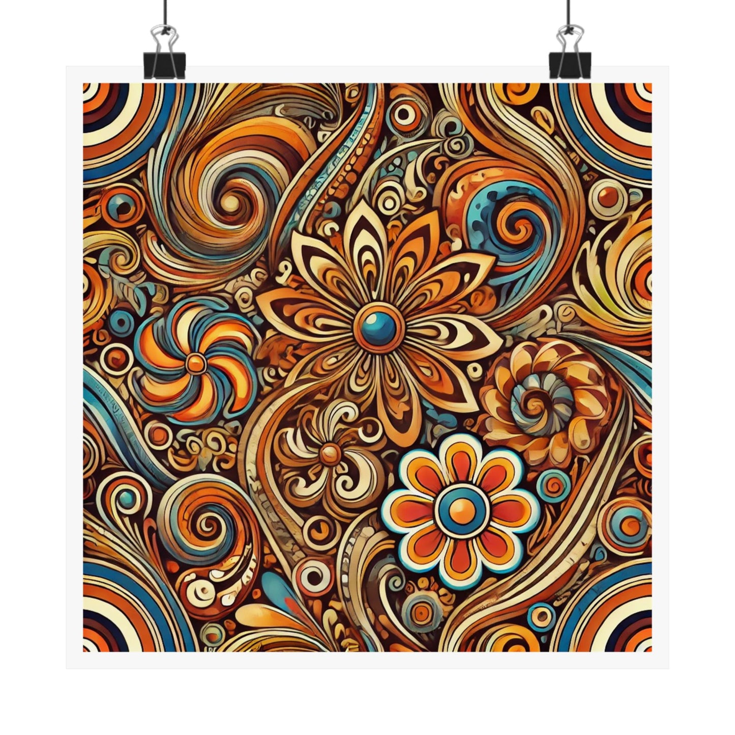 Ornate Abstract Floral Paisley Pattern Poster