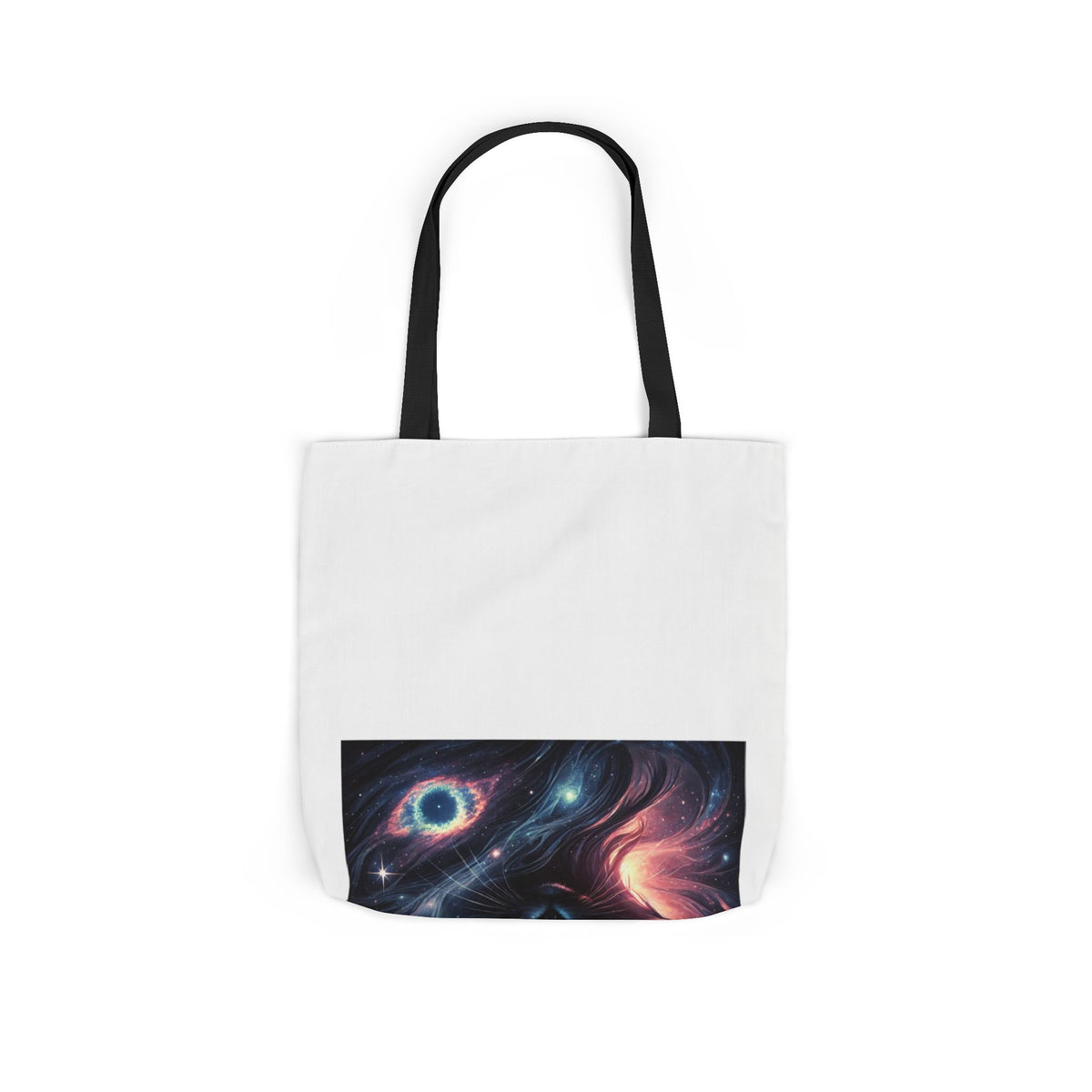 Cosmic Black Cat Galaxy Celestial Canvas Tote Bag