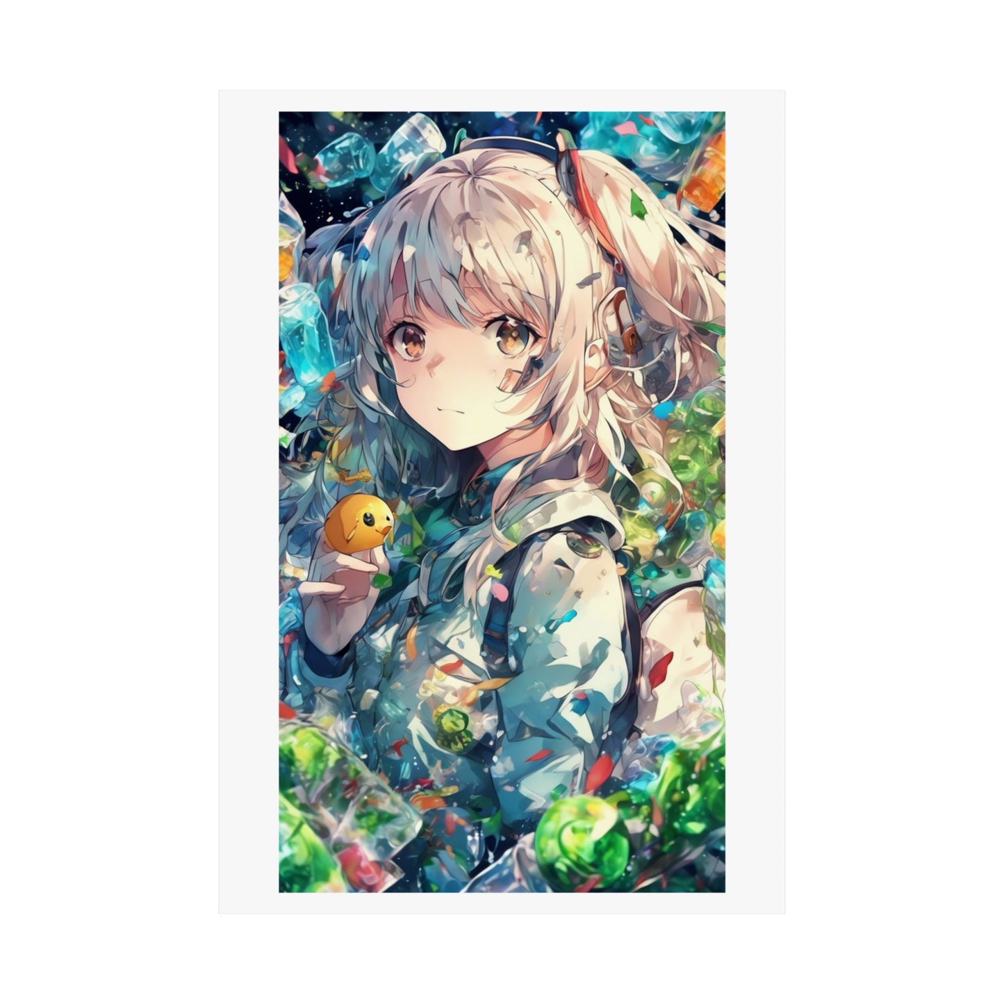 Crystal Bottle Anime Portrait Colorful Wall Poster
