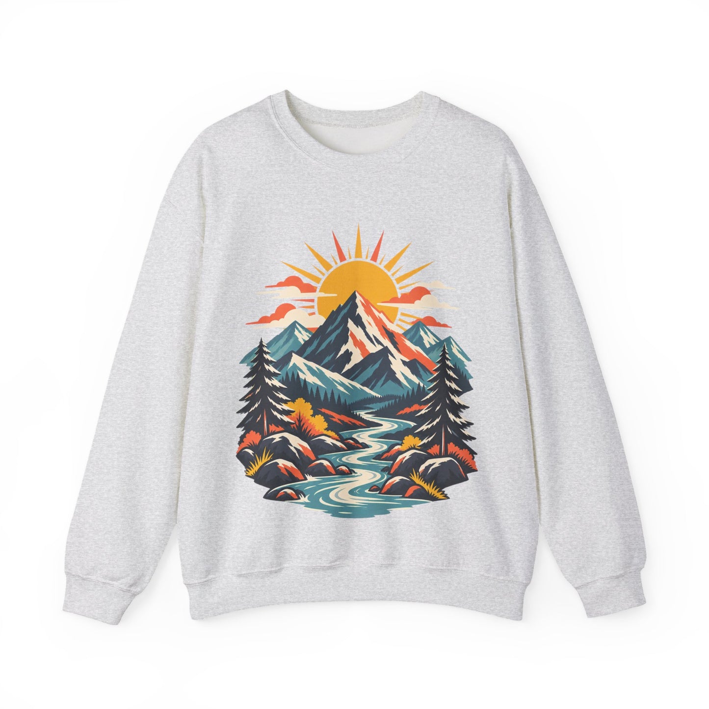 Alpine Sunrise River Mountain Adventure Sweatshirt