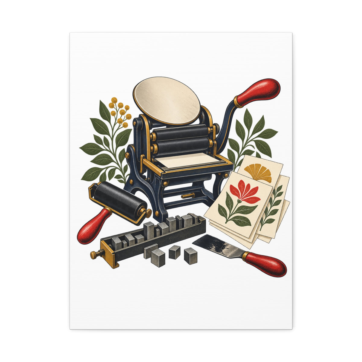 Botanical Letterpress Printshop Canvas
