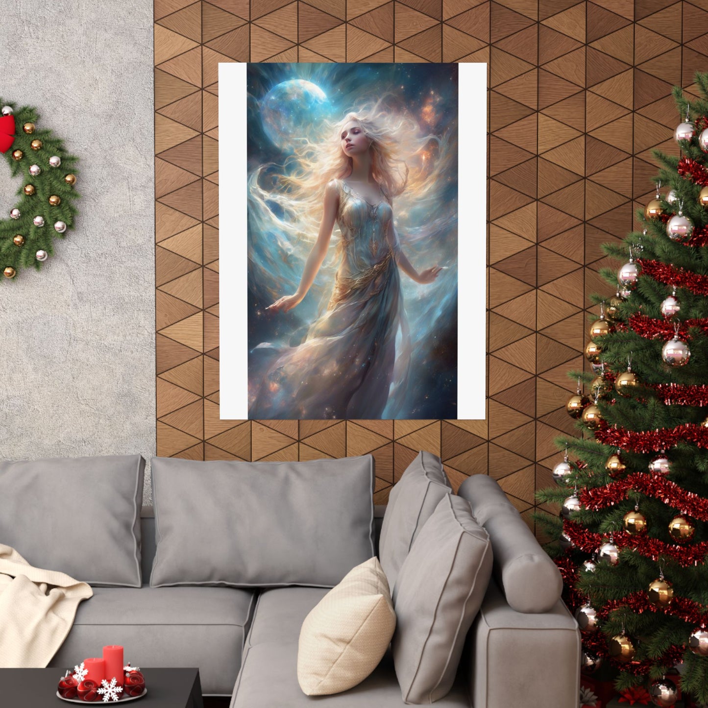 Moonlit Celestial Maiden Fantasy Portrait Poster