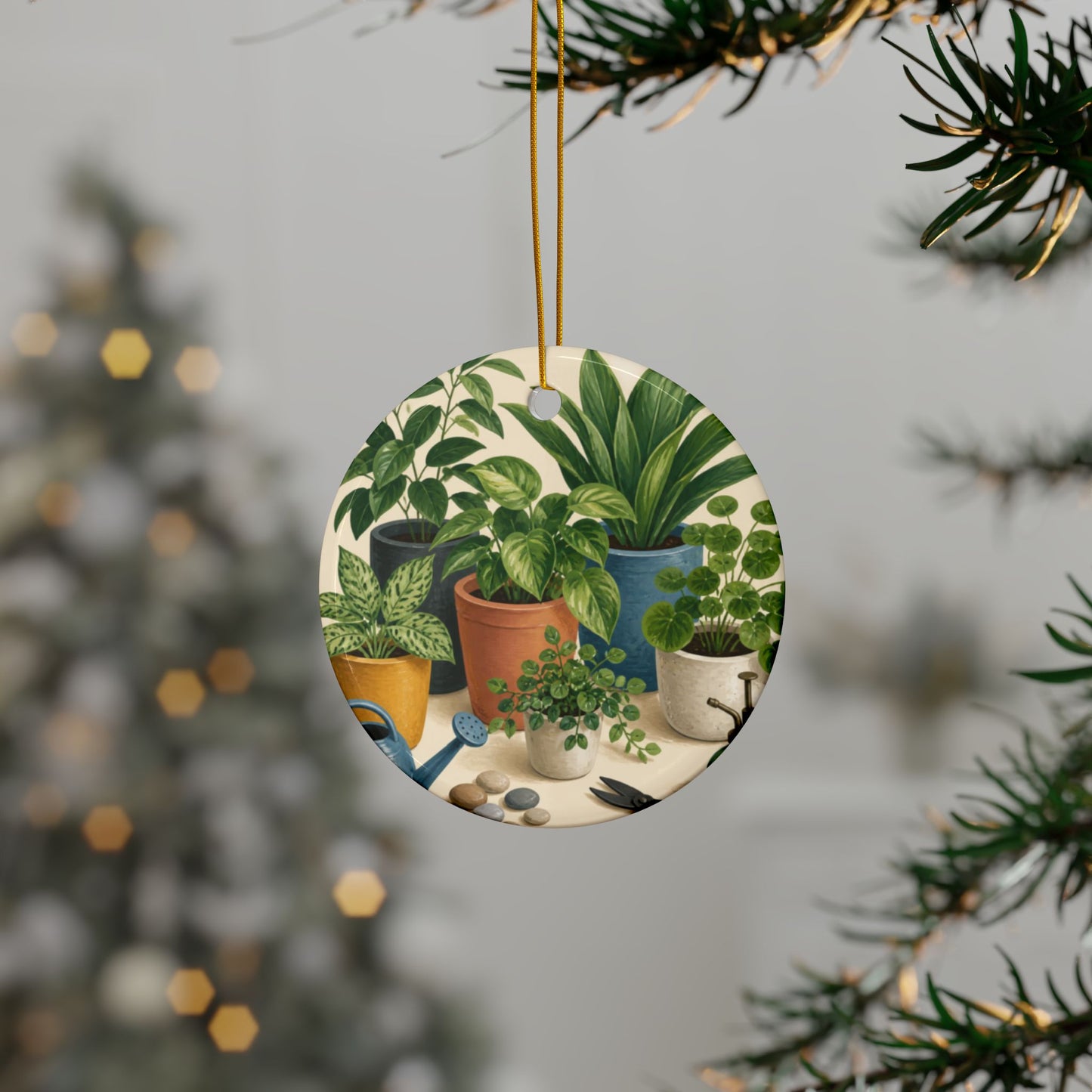 Calm Indoor Houseplant Collection Art Ceramic Ornament, Holiday Keepsake and Gif