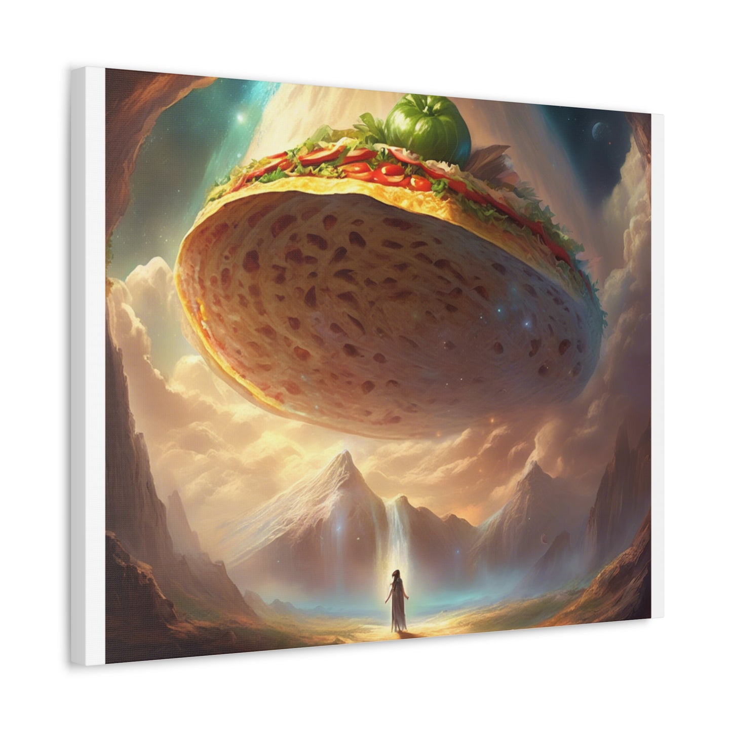 Cosmic Taco UFO Surreal Food Fantasy Art Canvas