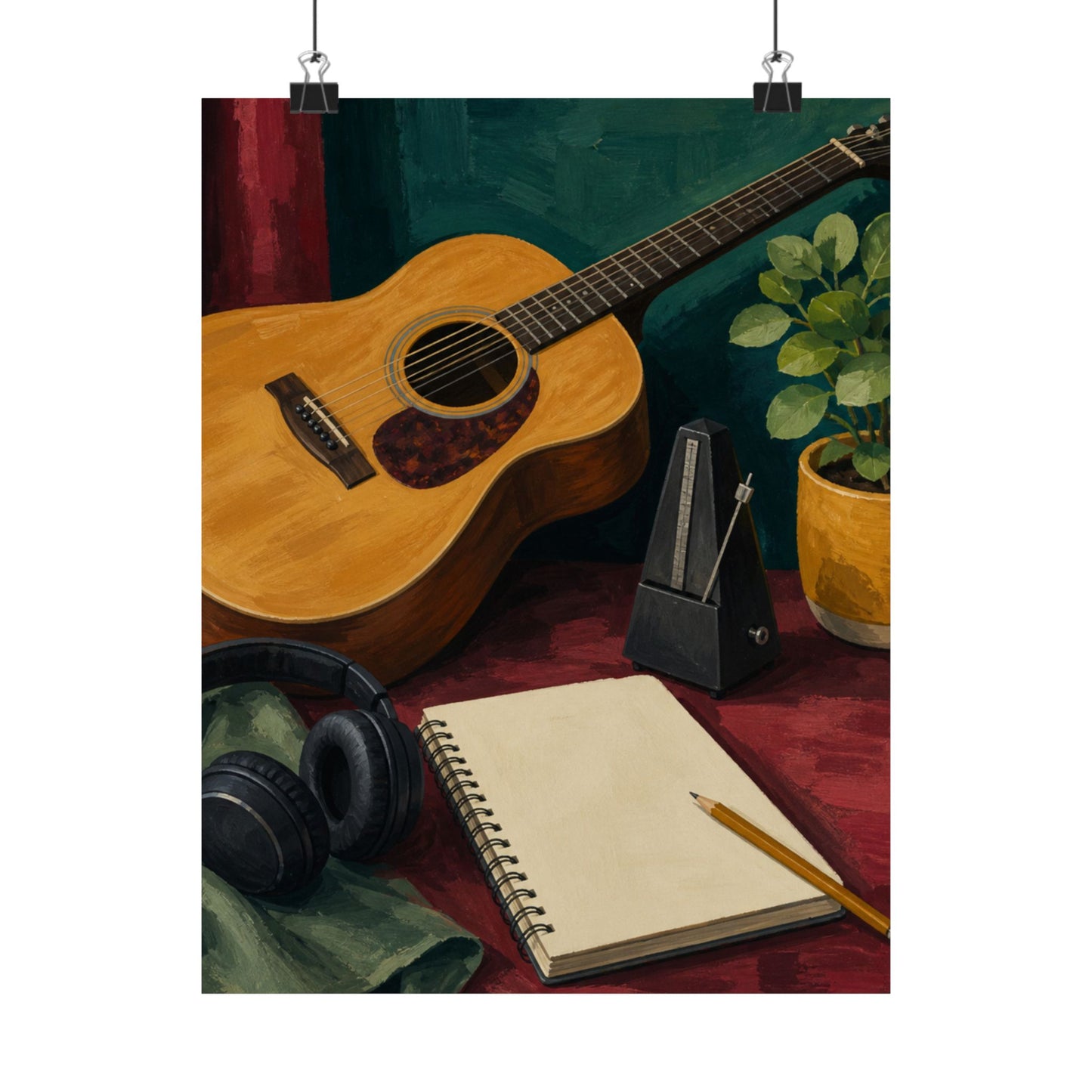 Cozy Acoustic Music Practice Art Poster