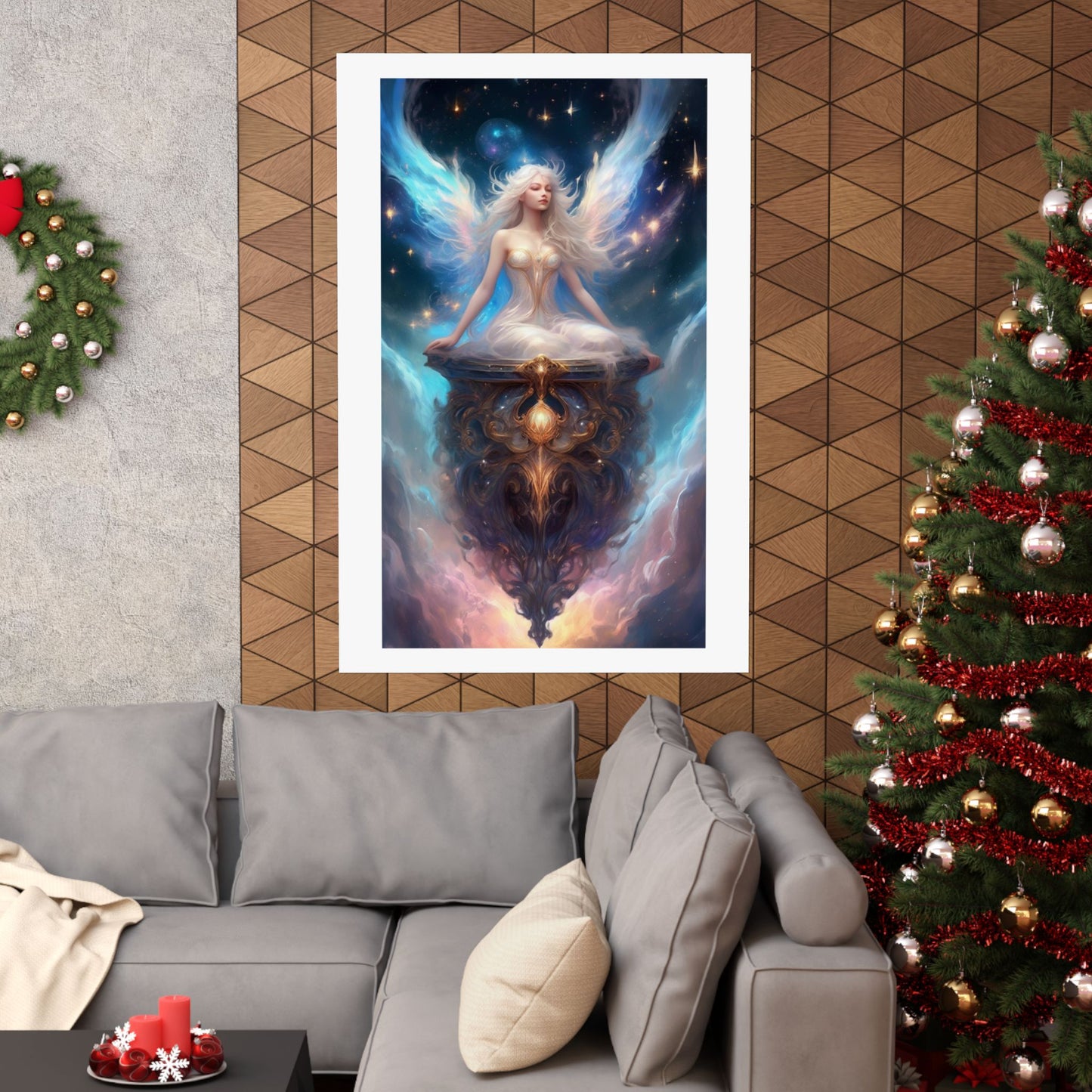 Celestial Winged Meditation Fantasy Portrait Poster
