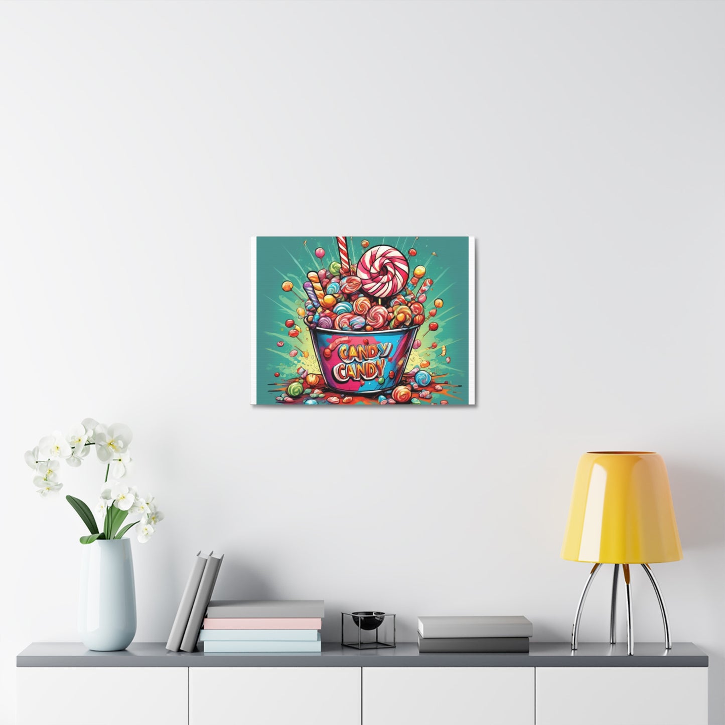 Holiday Candy Bucket Sweets Gift Art Canvas