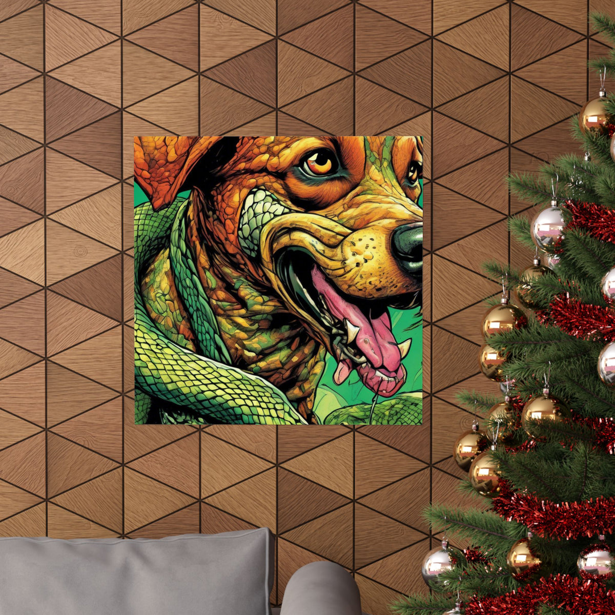 Serpent Guardian Dog Bold Fantasy Creature Art Poster