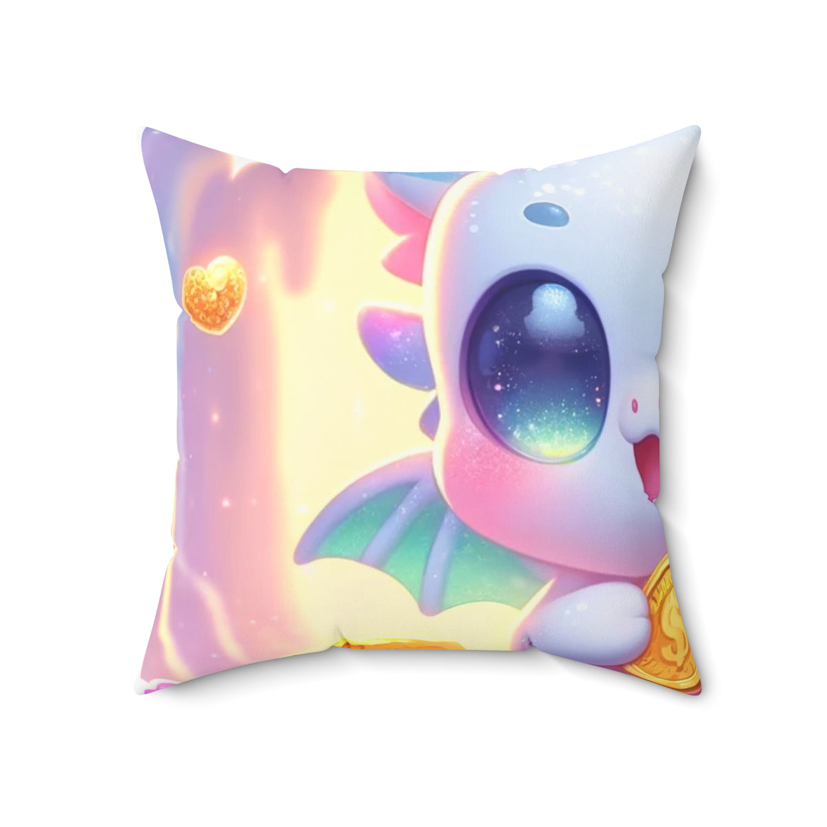 Pastel Treasure Dragon Kawaii Fantasy Decorative Pillow
