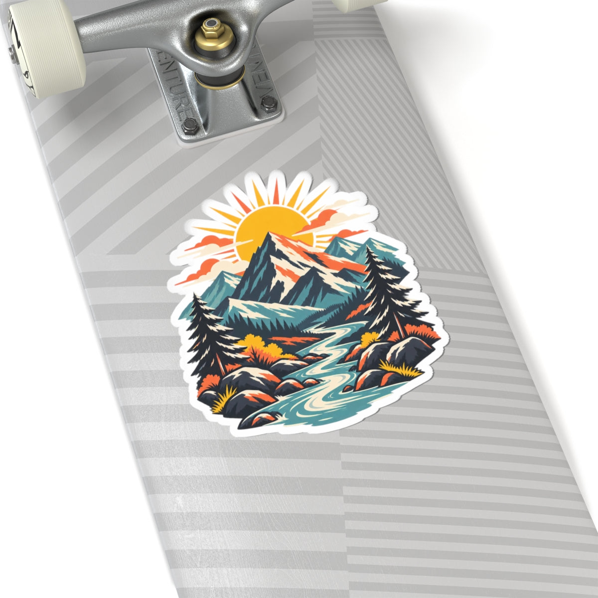 Alpine Sunrise River Mountain Adventure Art Sticker
