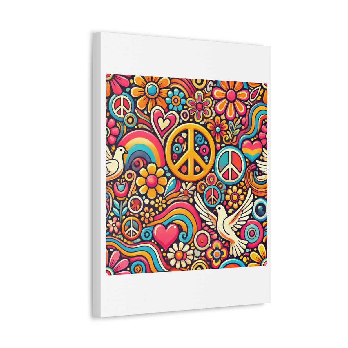 Colorful Peace Floral Pattern Canvas Wall Art